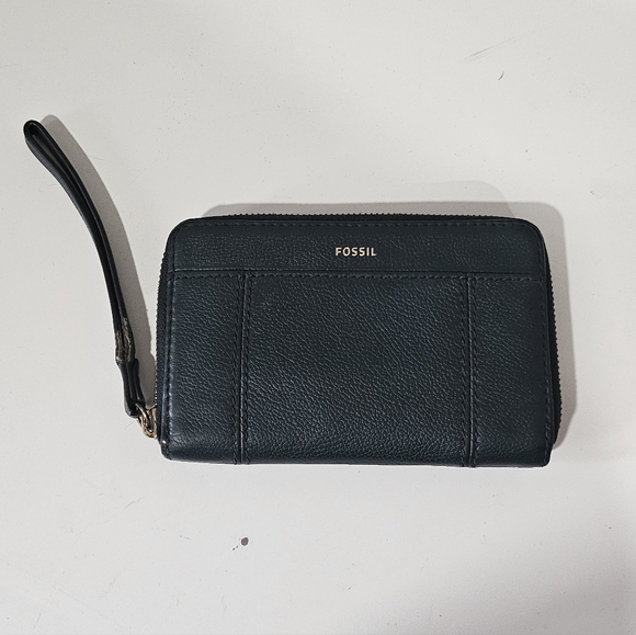 Vintage Fossil Teal Leather Wristlet Wallet - Picture 2 of 10